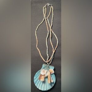 Lulu-B Ocean Blue and Cream Shell Necklace